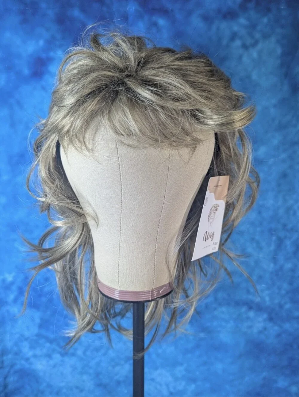 Cariniss Mullet Synthetic Wig Dark Blonde Streaked Adjustable Cap NWT